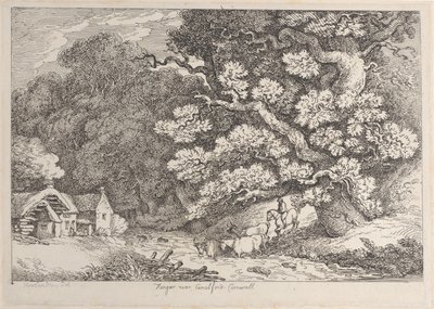 Hengar bij Camelford, Cornwall, uit Zichten in Cornwall, ca. 1812 door Thomas Rowlandson