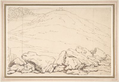 Heuvelachtig landschap met rotsen door Thomas Rowlandson