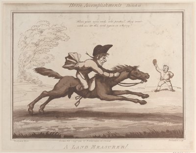 Paardprestaties, schets 11: Een landmeter!!, 1 augustus 1799 door Thomas Rowlandson