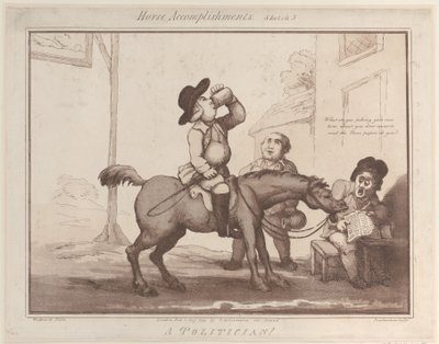 Paardenvaardigheden, schets 5: Een politicus, 1 augustus 1799 door Thomas Rowlandson