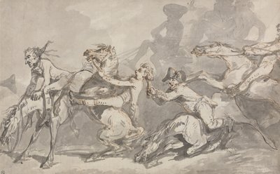 Ruiters die met elkaar in botsing komen door Thomas Rowlandson