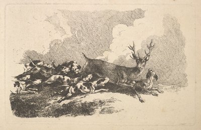 Honden die een Hert Jagen door Thomas Rowlandson