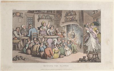 De jacht op de pantoffel, uit The Vicar of Wakefield, 1 mei 1817 door Thomas Rowlandson