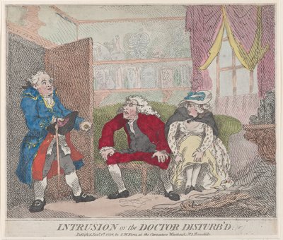 Intrusie, of De dokter verstoord door Thomas Rowlandson