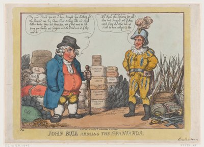 John Bull bewapent de Spanjaarden, 3 oktober 1808 door Thomas Rowlandson