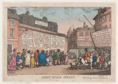 Joint Stock Street, 10 maart 1808 door Thomas Rowlandson