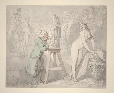 Joseph Nollekens in zijn studio, c.1810 door Thomas Rowlandson