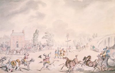 Kew Bridge, Kew, Londen door Thomas Rowlandson