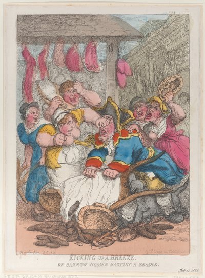Een Briesje Opsteken of Barrow Vrouwen die een Beadle Basten, 10 februari 1814 door Thomas Rowlandson