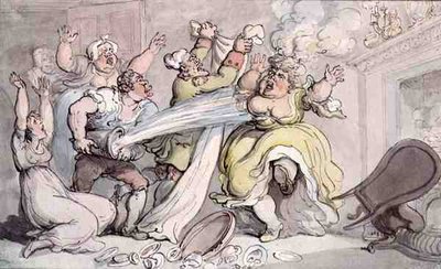 Dame met haar Pruik in Brand door Thomas Rowlandson
