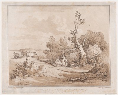 Landschap met Figuren die Hout Verzamelen Onder Kromme Bomen, 21 mei 1789 door Thomas Rowlandson