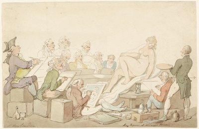Lay-figuur in Somerset House door Thomas Rowlandson