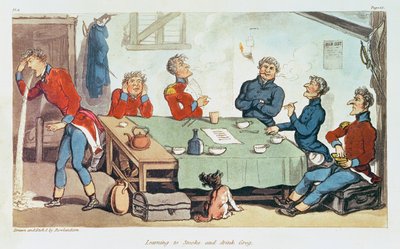 Leren Roken en Grog Drinken. 1815 door Thomas Rowlandson