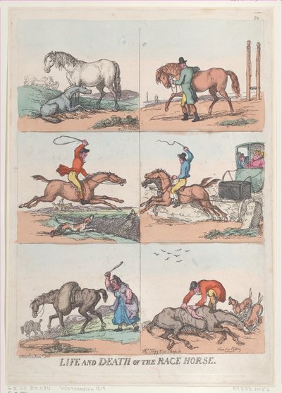Leven en dood van het renpaard, [25 september 1811], herdruk door Thomas Rowlandson