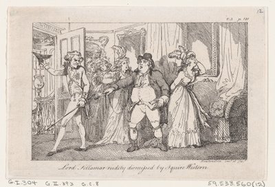 Heer Tellamar Onbeleefd Weggestuurd door Squire Western, uit De Geschiedenis van Tom Jones, een Vondeling..., 1792 door Thomas Rowlandson