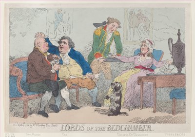 Heren van de slaapkamer, 14 april 1784 door Thomas Rowlandson