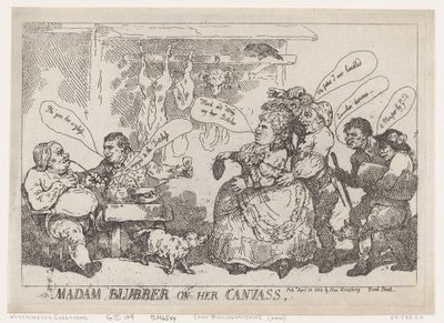 Madam Blubber op haar doek, 22 april 1784 door Thomas Rowlandson