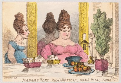 Madame Very, restaurateur, Palais Royal, Parijs, uitgegeven 1814 door Thomas Rowlandson
