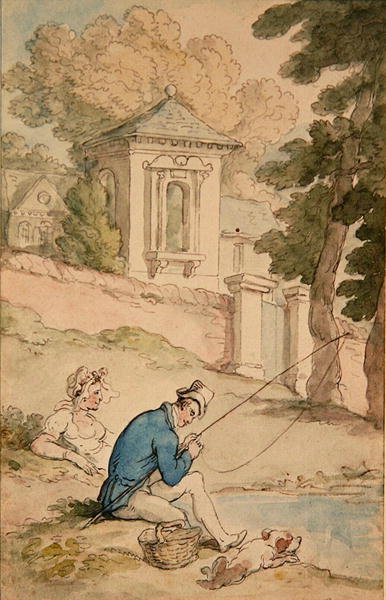 Man aan het Vissen door Thomas Rowlandson