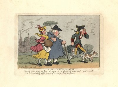 Man en vrouw verdwaald op het platteland in een nachtelijke storm door Thomas Rowlandson