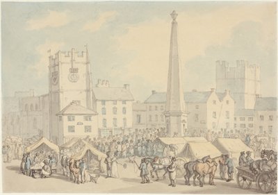 Marktdag in Richmond, Yorkshire door Thomas Rowlandson