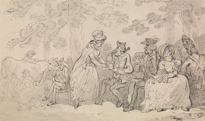 Melkmeisjes en heren in St. James’s Park door Thomas Rowlandson