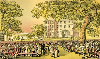 Het huwelijk van Miss Worthy - Dr Syntax in de stoel door Thomas Rowlandson