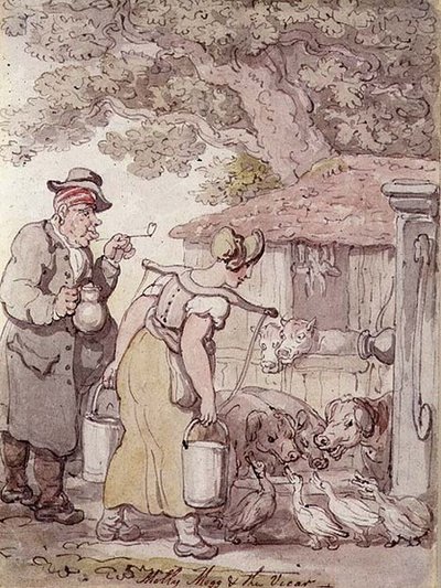 Molly Moggs en de dominee door Thomas Rowlandson