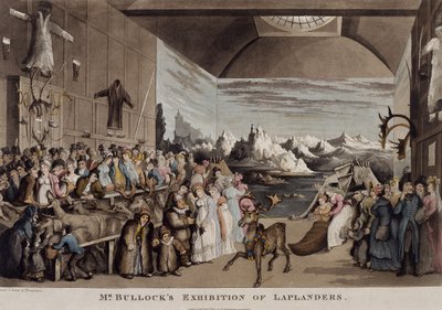 De tentoonstelling van Laplanders van Mr. Bullock in de Egyptian Hall, Piccadilly, 1822 door Thomas Rowlandson