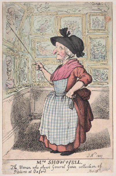 Mevrouw Showell, de Vrouw die de Collectie Schilderijen van Generaal Guise toont, 26 februari 1807 door Thomas Rowlandson