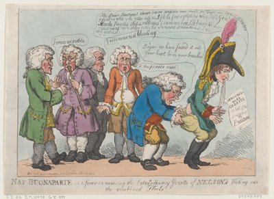 Nap Buonaparte in koorts bij ontvangst van de buitengewone Gazette van Nelson door Thomas Rowlandson