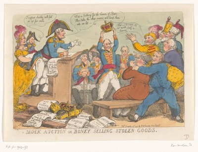 Napoleon verkoopt gestolen goed, 1813 door Thomas Rowlandson