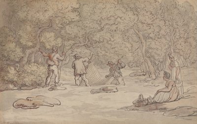 Een zalmpoel afschermen door Thomas Rowlandson