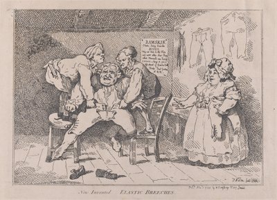 Nieuw uitgevonden elastische broeken, 1 november 1784 door Thomas Rowlandson