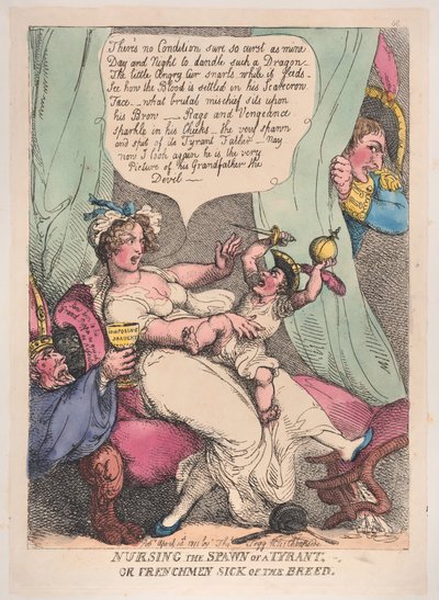 Het zogen van het nageslacht van een tiran, 14 april 1811 door Thomas Rowlandson