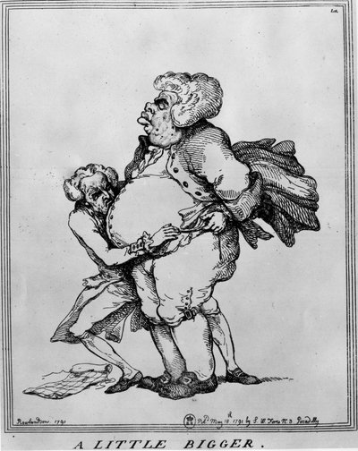 Obesitas: Een beetje groter - Tekening door Thomas Rowlandson (1756-1827) door Thomas Rowlandson