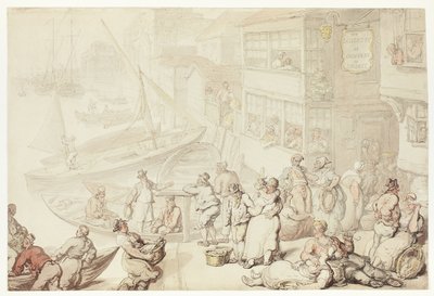 Buiten de Salutation Inn, Greenwich door Thomas Rowlandson