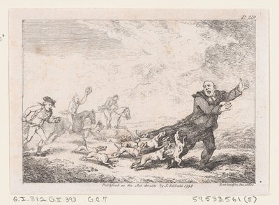 Parson Adams Betrokken bij een Gevaarlijk Jachtavontuur, uit De Avonturen van Joseph Andre..., 1792 door Thomas Rowlandson