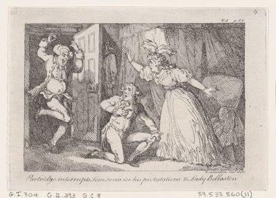 Patrijs Onderbreekt Tom Jones in zijn Protesten aan Lady Bellaston, uit De Geschiedenis van Tom Jones, 1792 door Thomas Rowlandson