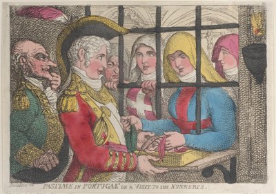 Vrijetijdsbesteding in Portugal of een bezoek aan de kloosters door Thomas Rowlandson
