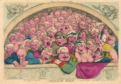 Pidgeon Hole, een kloostertuinvoorziening om de goden op te sluiten, 1811 door Thomas Rowlandson