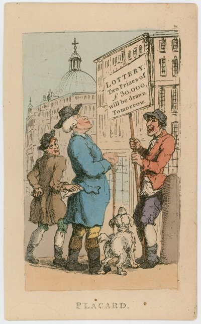 Aankondiging. Loterij - twee prijzen van £30,000 worden morgen getrokken door Thomas Rowlandson