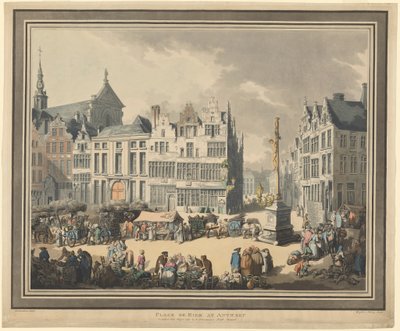 Place de Meir in Antwerpen door Thomas Rowlandson
