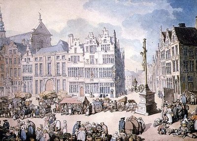 Place de Mer, Antwerpen door Thomas Rowlandson