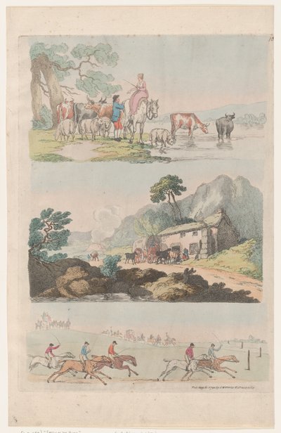 Plaat 10, Contouren van Figuren, Landschappen en Vee...voor het Gebruik van Leerlingen, 6 augustus 1790 door Thomas Rowlandson