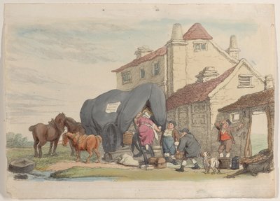 Plaat 26: Een vliegende wagen, uit Wereld in Miniatuur door Thomas Rowlandson