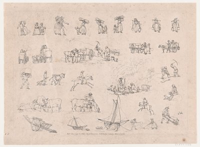 Plaat 2, Contouren van figuren, landschappen en vee...voor het gebruik van leerlingen, 1 juni 1790 door Thomas Rowlandson