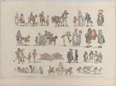 Plaat 6, Contouren van figuren, landschappen en vee... voor het gebruik van leerlingen door Thomas Rowlandson