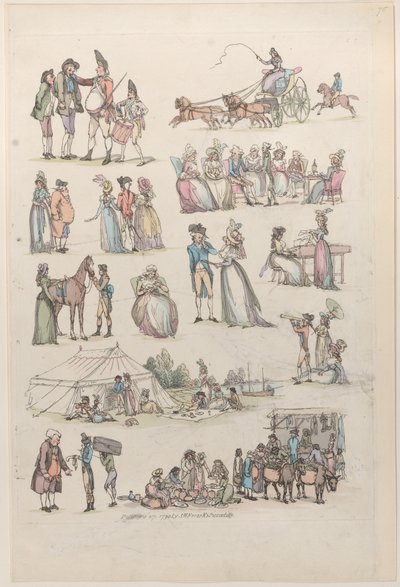 Plaat 7, omtrekken van figuren, landschappen en vee... voor het gebruik van leerlingen, 27 juni 1790 door Thomas Rowlandson