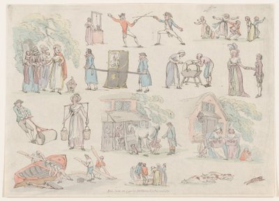Plaat 8, Contouren van Figuren, Landschappen en Vee...voor het Gebruik van Leerlingen door Thomas Rowlandson